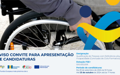 Madeira 2030 lança Aviso-Convite para apresentação de candidaturas para Qualificação de Pessoas com Deficiência e ou Incapacidade – Conclusão Ciclo Formativo – II